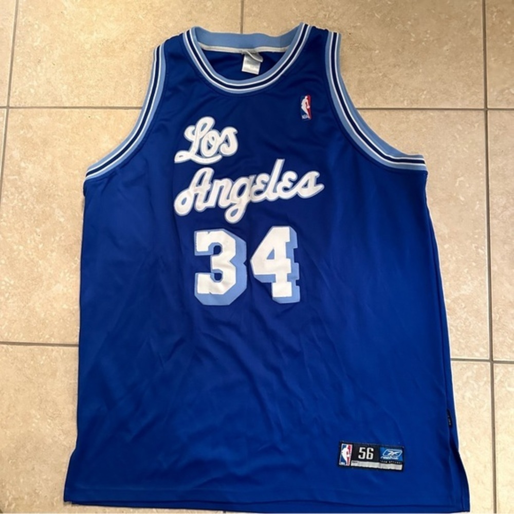 VINTAGE ONEAL LOS ANGELES DRI FIT  NBA REEBOK JERSEY SIZE 56 MINOR STICH ALOOSE